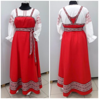 С-159 Красный сарафан с рубахой